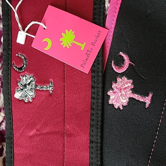2 Palmetto Pouches velcro koozies. South Carolina embroidered Palmetto Tree Moon - Picture 4 of 5